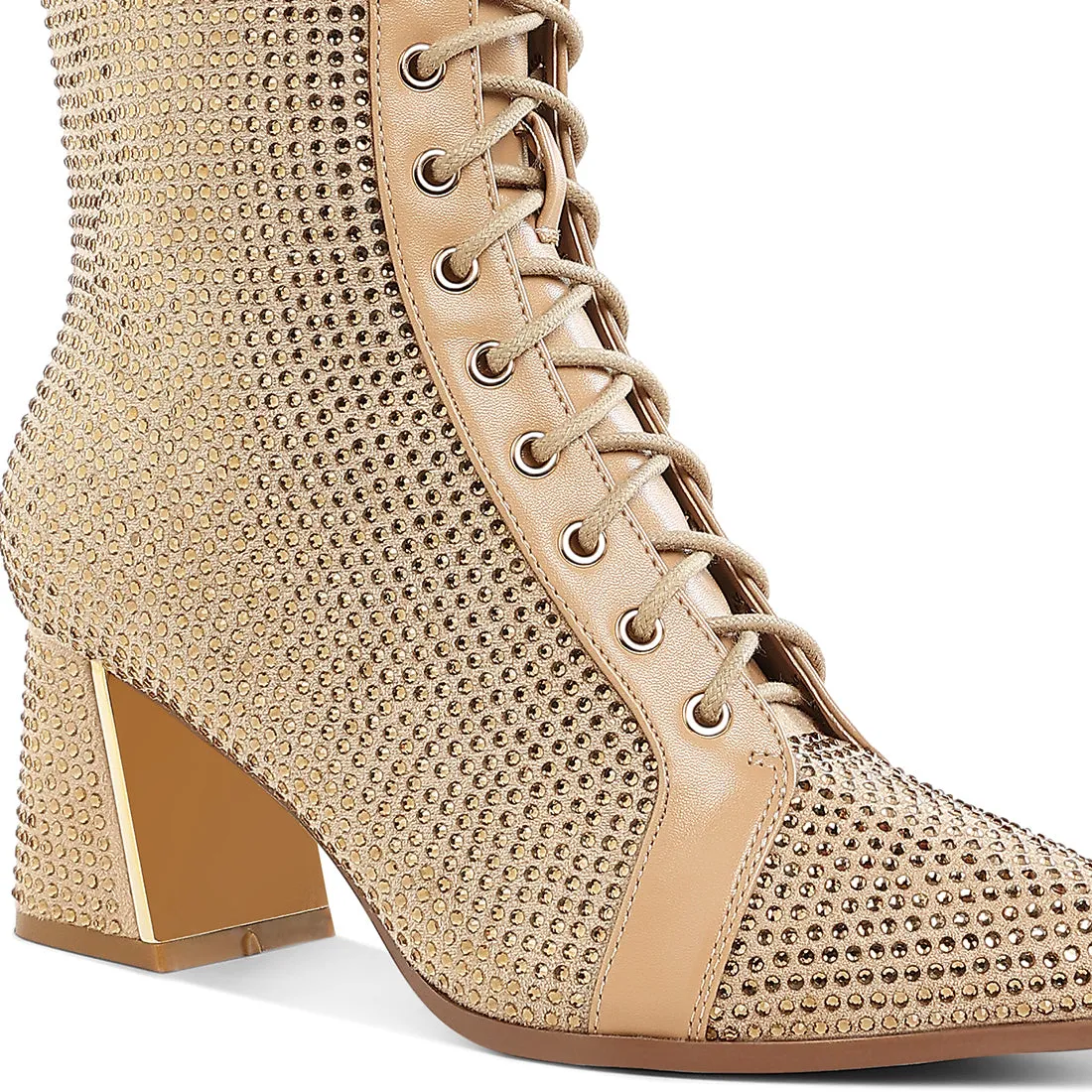 Rhinestone Embellished Ankle Boots