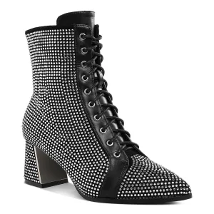 Rhinestone Embellished Ankle Boots
