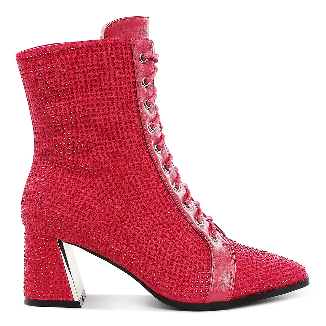 Rhinestone Embellished Ankle Boots
