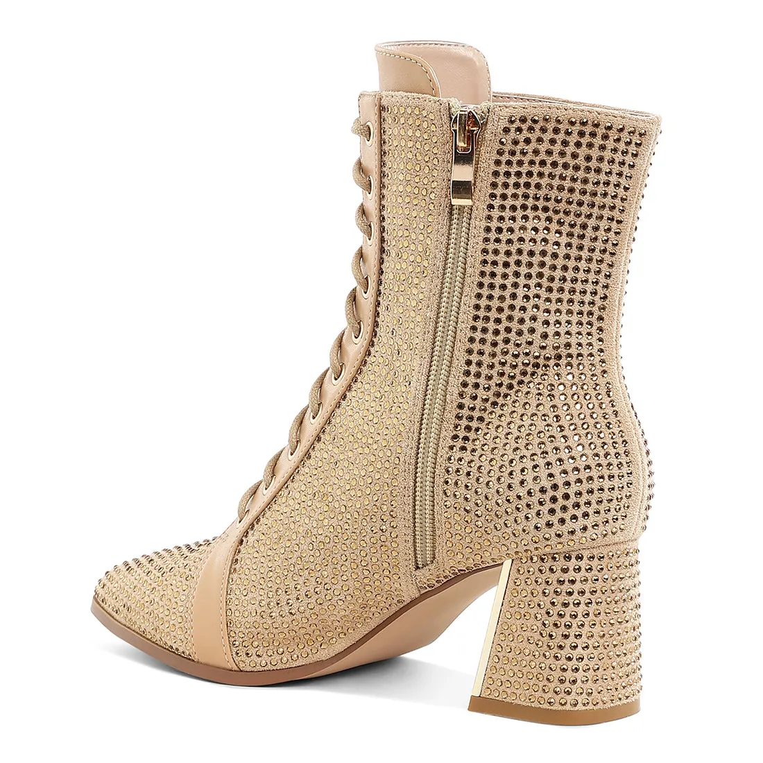 Rhinestone Embellished Ankle Boots