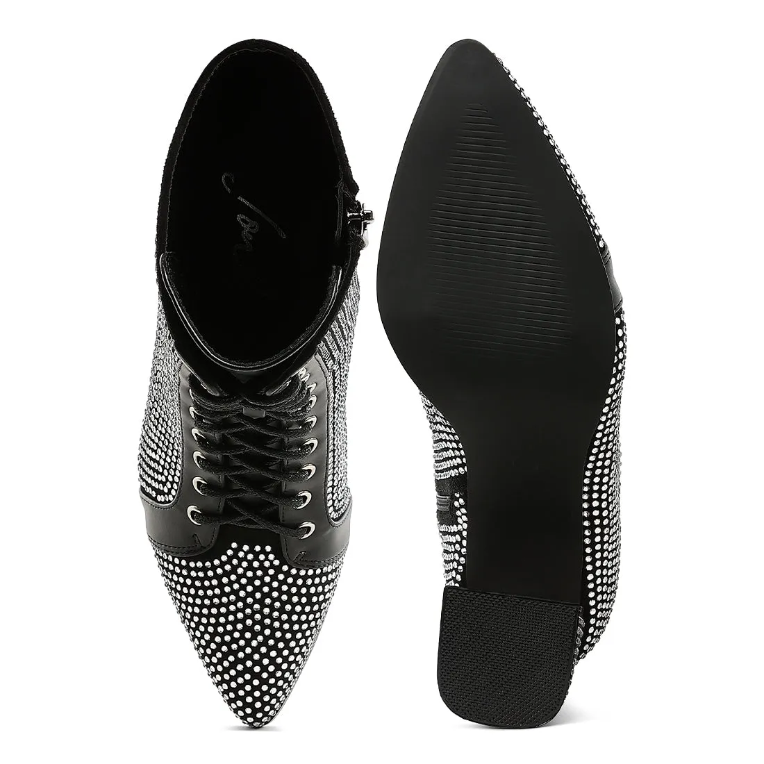 Rhinestone Embellished Ankle Boots