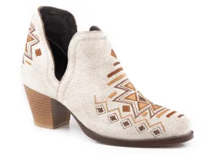 Roper Womens Rowdy Aztec White Leather Ankle Boots 8