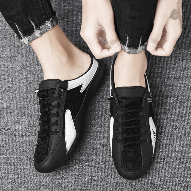 Slip-on sports shoes for flat feet - round toe, breathable