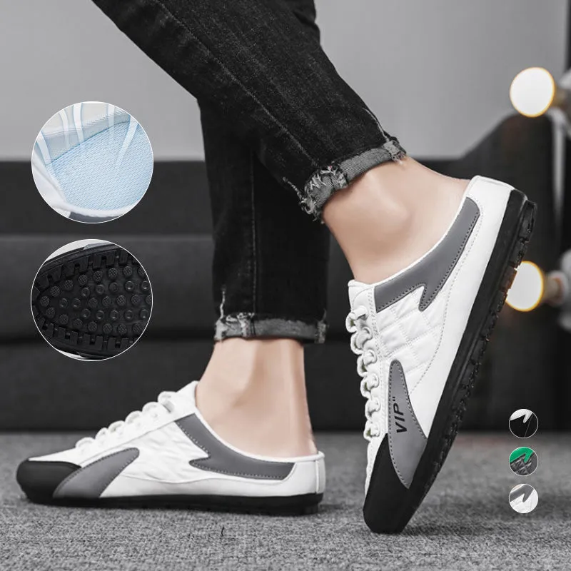 Slip-on sports shoes for flat feet - round toe, breathable