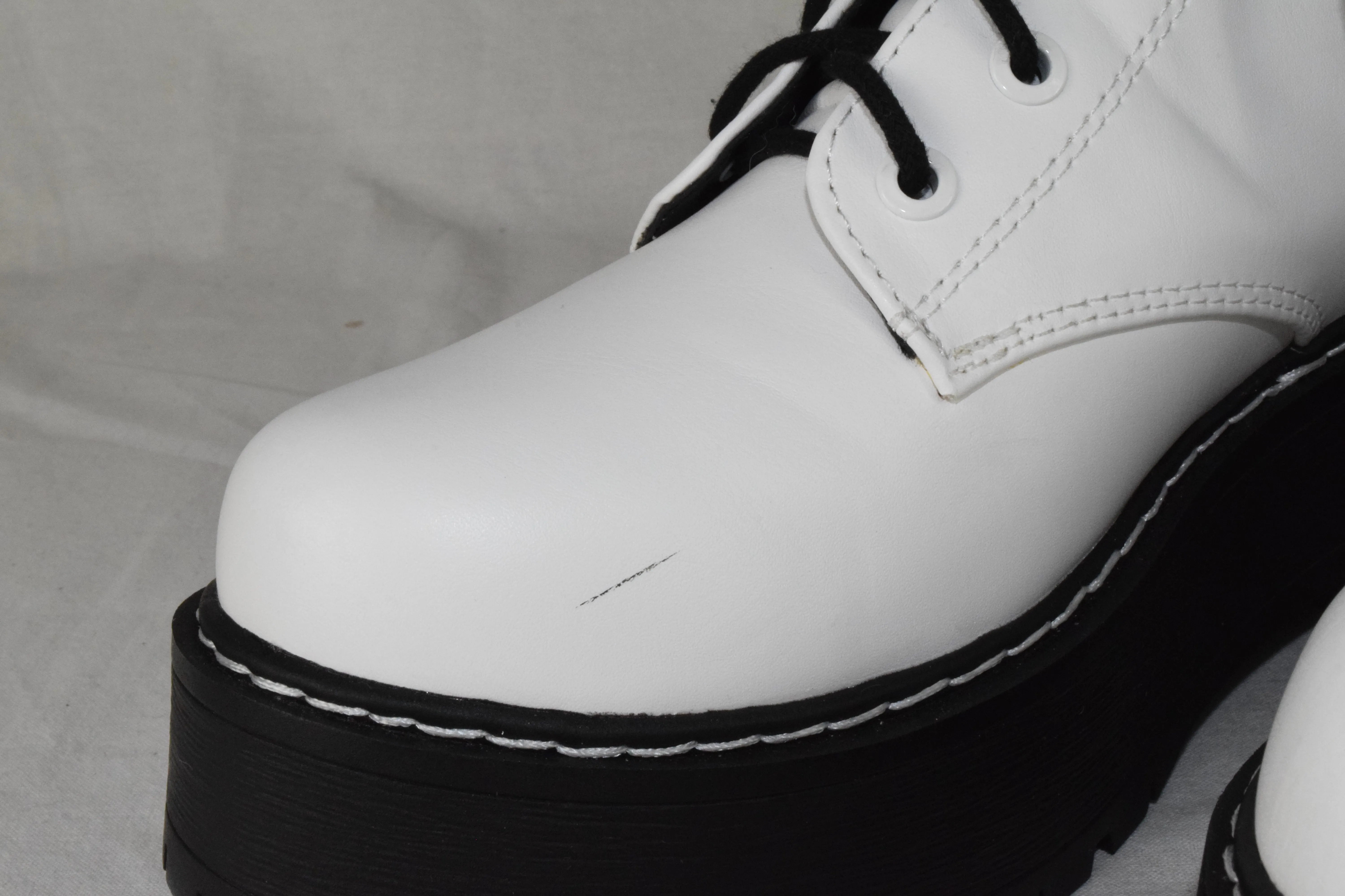 Soda Women Combat Platform Block Lug Sole Boots Zipper Lace Up FLING White 8.5