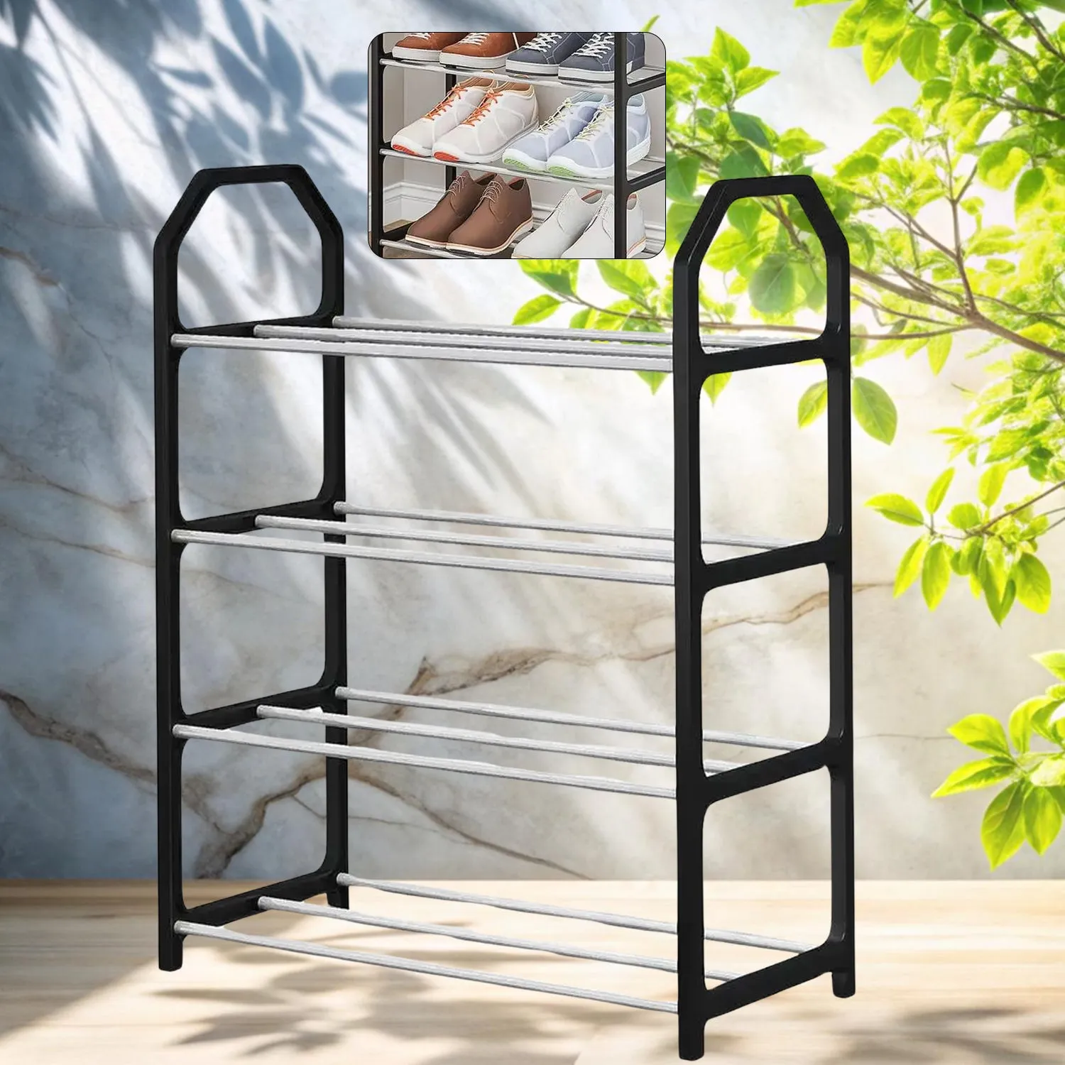 Space-saving 4-Layer Folding Shoe Rack (1 Pc)