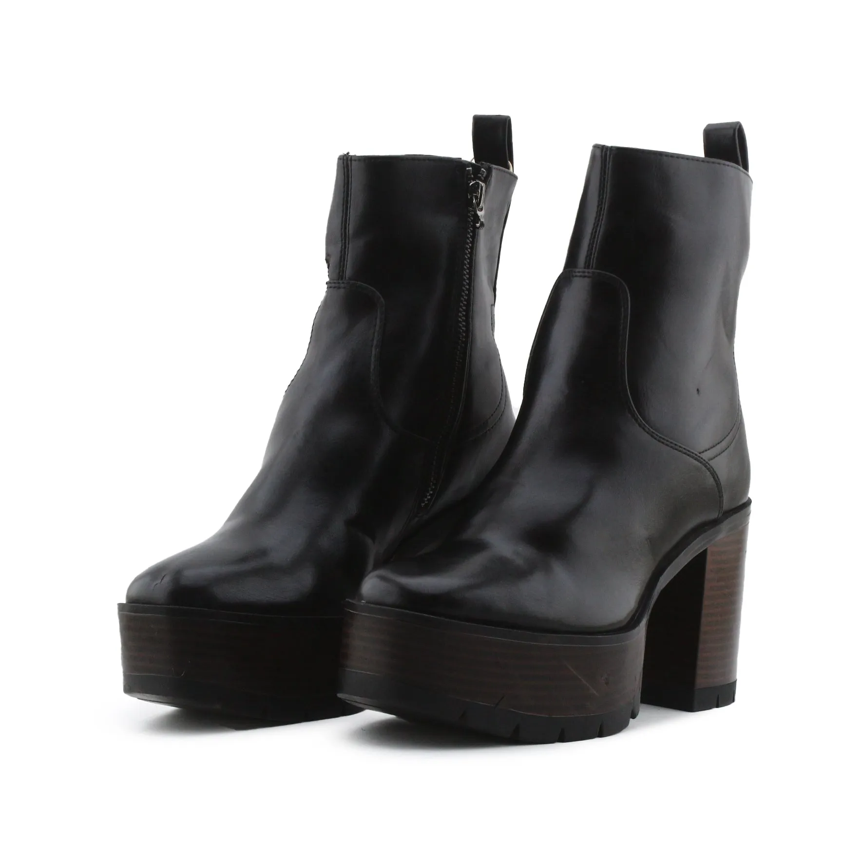 Stradivarius Zipper Platform Boots | 100% Authentic Leather