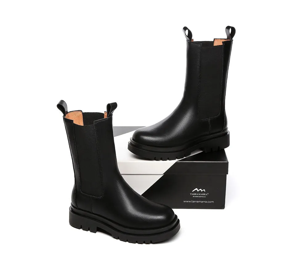 TARRAMARRA® Women Black Ankle Boots Block Heel Leather Lining Sherry