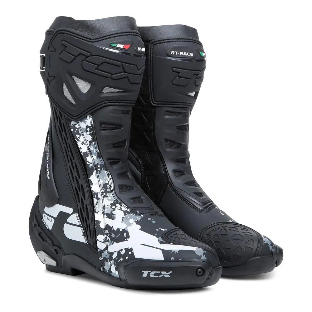TCX RT-RACE PRO MOTOCROSS BOOTS BLACK/WHITE/GREY