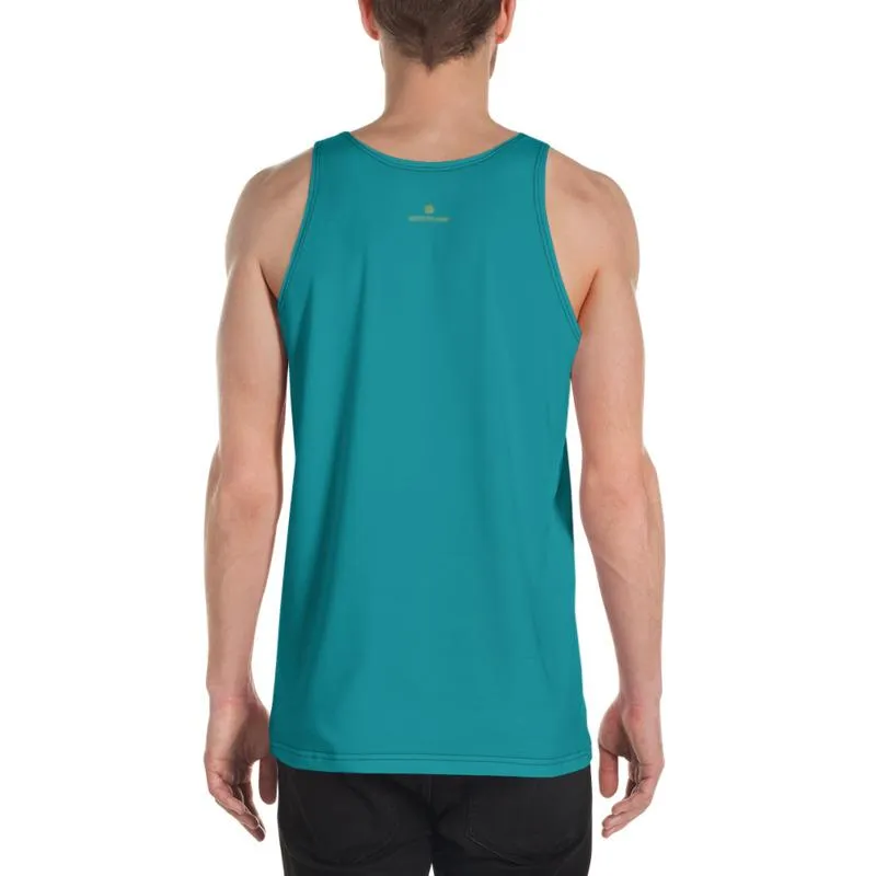 Teal Blue Men's Tank Top, Solid Color Print Premium Gay Friendly Unisex Tank Top - Made in USA/EU