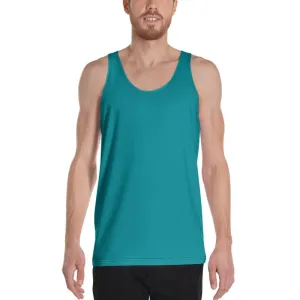 Teal Blue Men's Tank Top, Solid Color Print Premium Gay Friendly Unisex Tank Top - Made in USA/EU