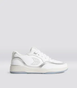 UBA White Leather Metallic Accents Ice Logo Sneaker Men
