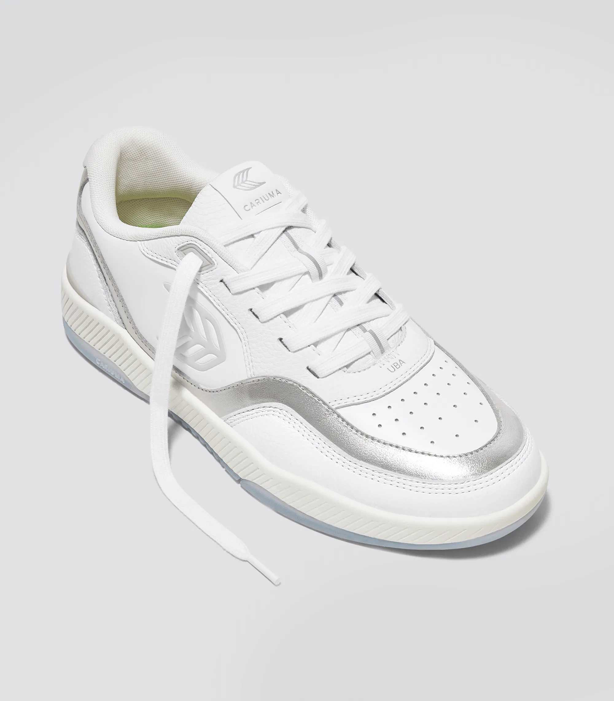 UBA White Leather Metallic Accents Ice Logo Sneaker Men