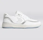 UBA White Leather Metallic Accents Ice Logo Sneaker Men
