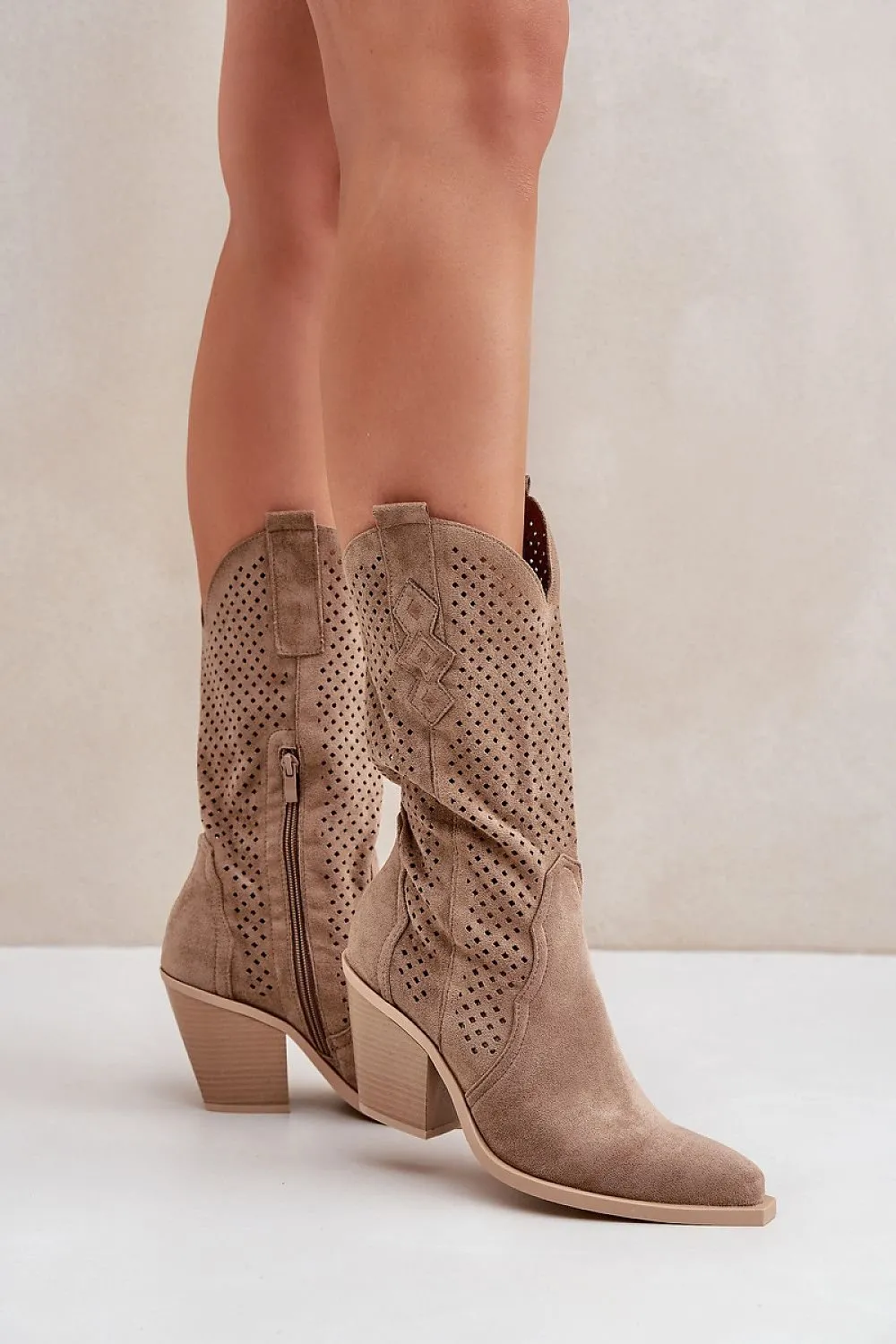 Unique latticed upper Cowboy boots