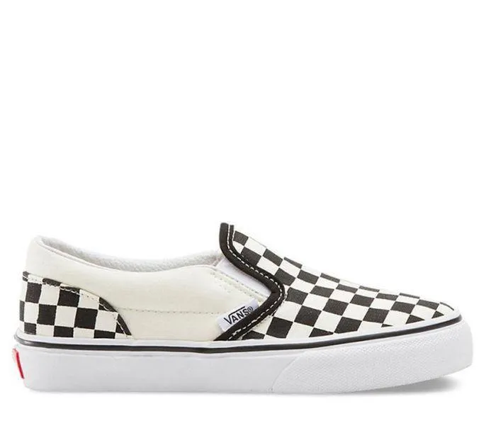 VANS KIDS CLASSIC SLIP ON BLACK & WHITE CHECKERBOARD