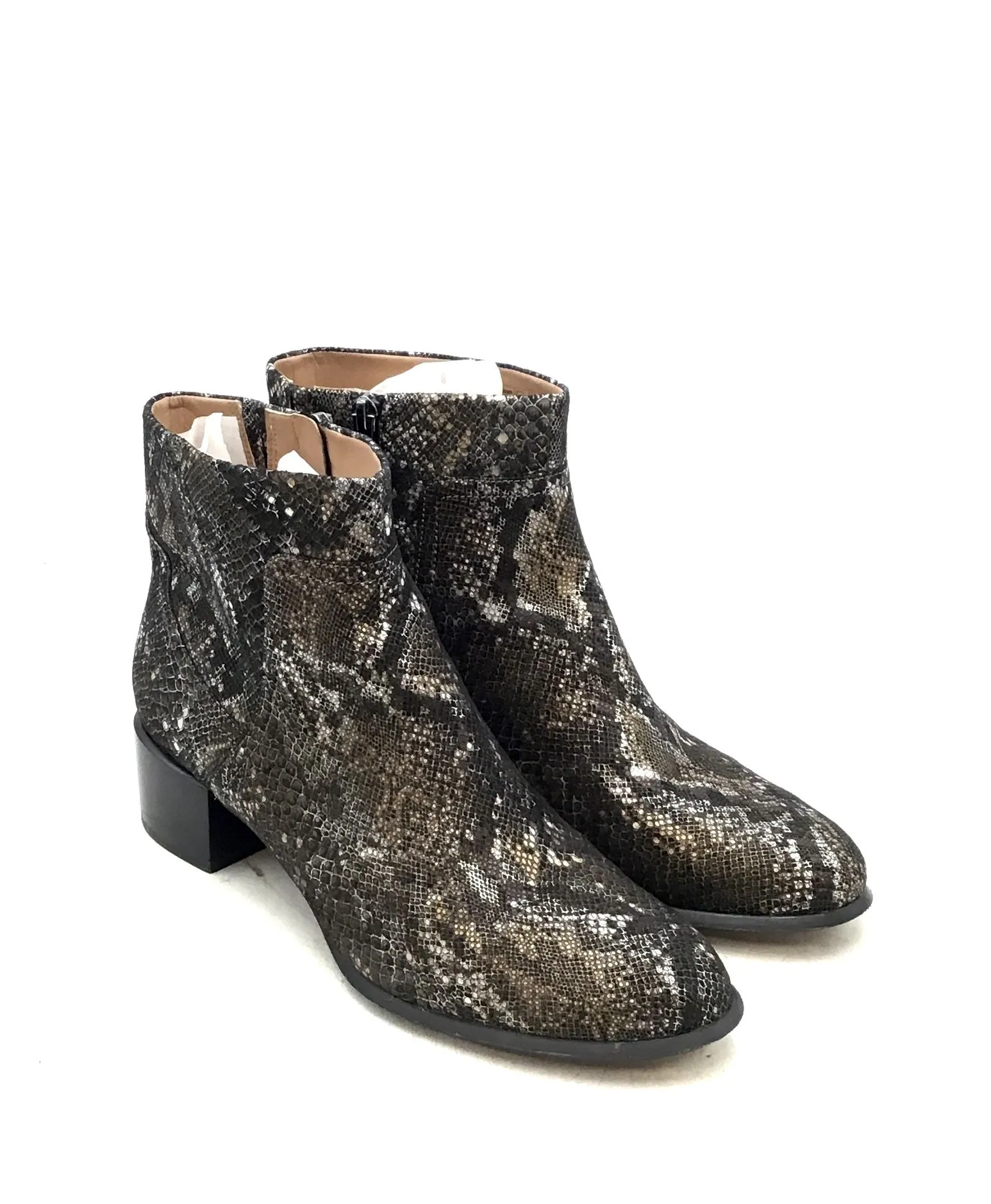Vionic Women's Kamryn Brown Snake Print Block Heel Ankle Boots - Size 9.5