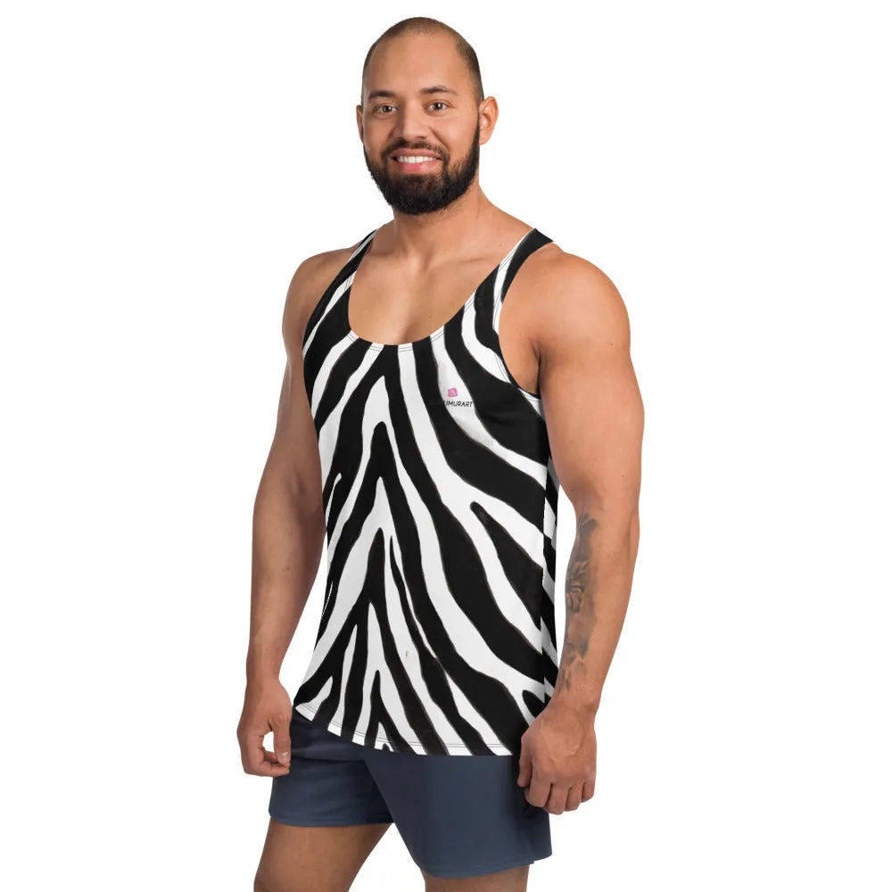 White Zebra Unisex Tank Top, Animal Print Men's or Women's Luxury Tanks-Made in USA/EU