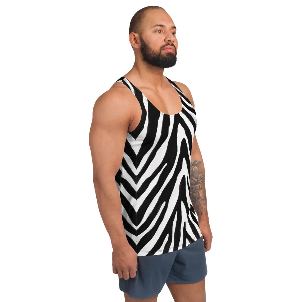 White Zebra Unisex Tank Top, Animal Print Men's or Women's Luxury Tanks-Made in USA/EU