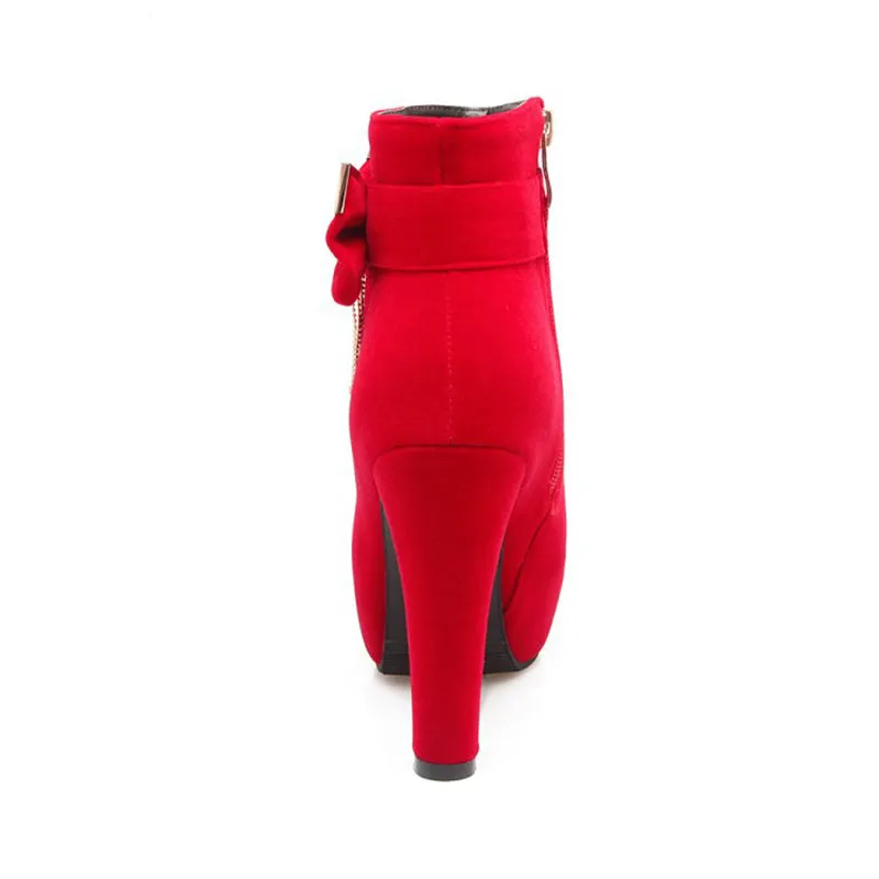 Women's sweet rhinestone bow décor booties for Christmas