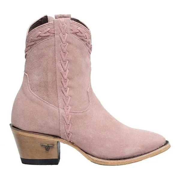Women's Vintage Round Toe Chunky Heel Ankle Boots 33207431C
