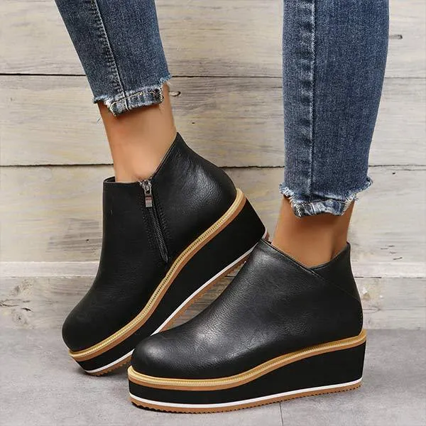 Women'S Wedge Side Zip Ankle Boots 48277390