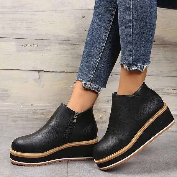 Women'S Wedge Side Zip Ankle Boots 48277390