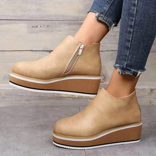 Women'S Wedge Side Zip Ankle Boots 48277390