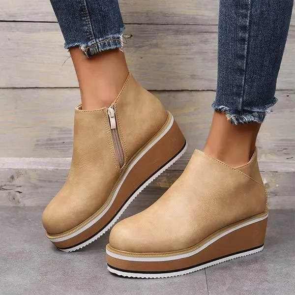 Women'S Wedge Side Zip Ankle Boots 48277390